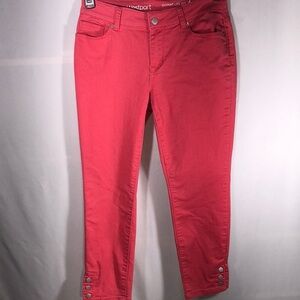 Westport Red Ankle Cropped Low-rise Stretch Jeans Sz 4